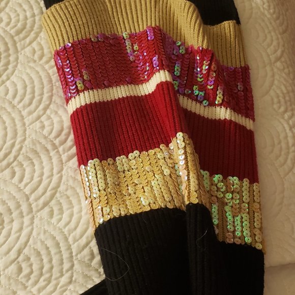 Red, Tan and Black Sequence Sweater Tank Top - Picture 3 of 3